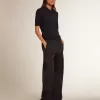 Tricou polo pentru femei din lână merino albastru închis Tricou polo pentru femei din lână merino albastru închis