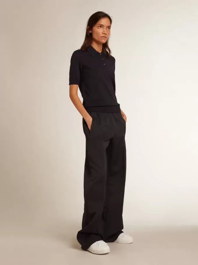Tricou polo pentru femei din lână merino albastru închis Tricou polo pentru femei din lână merino albastru închis