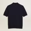 Tricou polo pentru femei din lână merino albastru închis Tricou polo pentru femei din lână merino albastru închis