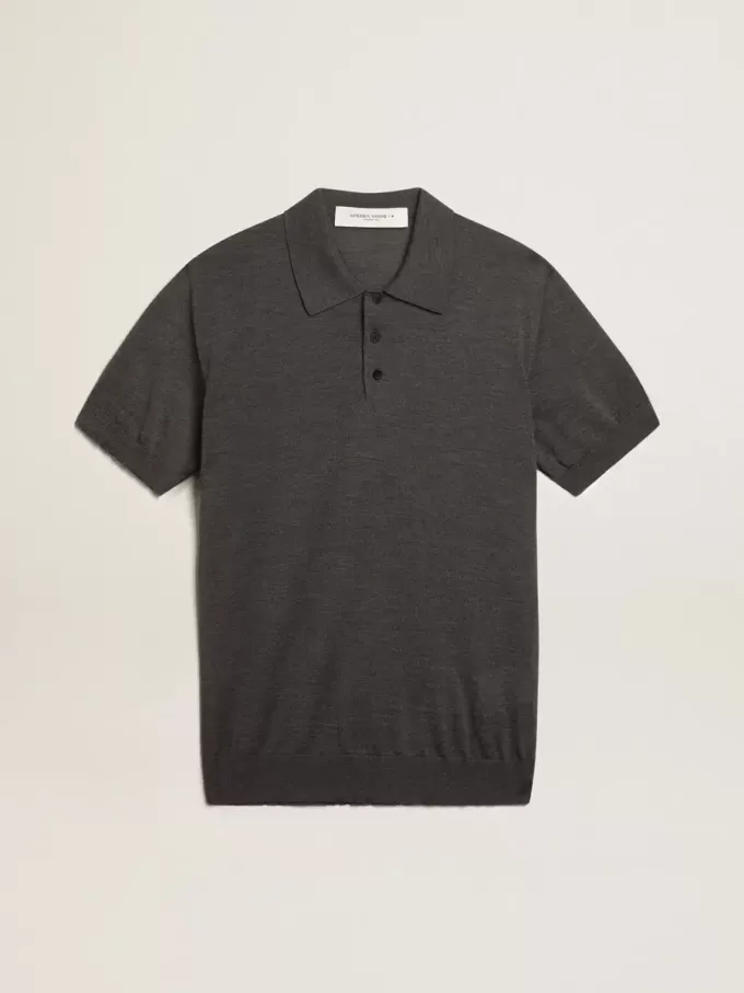 Tricou polo pentru femei din lână merino antracit Tricou polo pentru femei din lână merino antracit