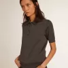 Tricou polo pentru femei din lână merino antracit Tricou polo pentru femei din lână merino antracit