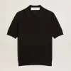 Tricou polo pentru femei din lână merino neagră Tricou polo pentru femei din lână merino neagră