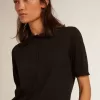 Tricou polo pentru femei din lână merino neagră Tricou polo pentru femei din lână merino neagră