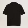 Tricou polo pentru femei din lână merino neagră Tricou polo pentru femei din lână merino neagră