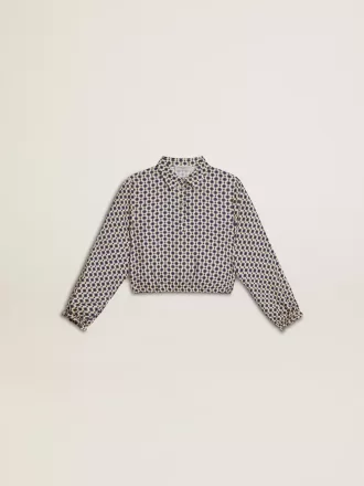 Tricou polo pentru fete cu imprimeu geometric