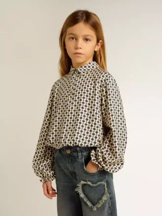 Tricou polo pentru fete cu imprimeu geometric
