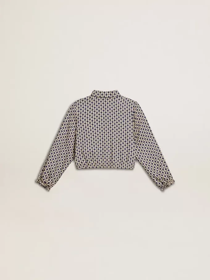 Tricou polo pentru fete cu imprimeu geometric Tricou polo pentru fete cu imprimeu geometric