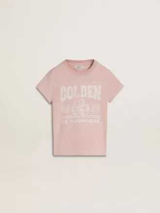 Tricou roz pentru fete cu imprimeu alb