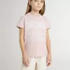 Tricou roz pentru fete cu imprimeu alb Tricou roz pentru fete cu imprimeu alb