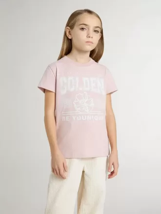 Tricou roz pentru fete cu imprimeu alb