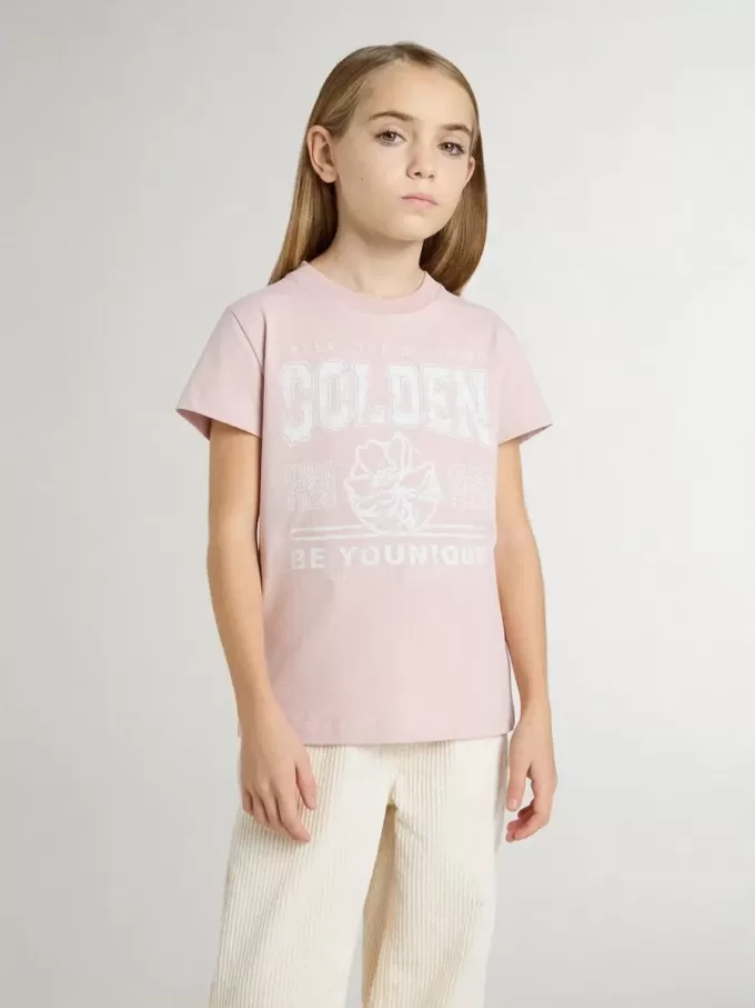 Tricou roz pentru fete cu imprimeu alb Tricou roz pentru fete cu imprimeu alb