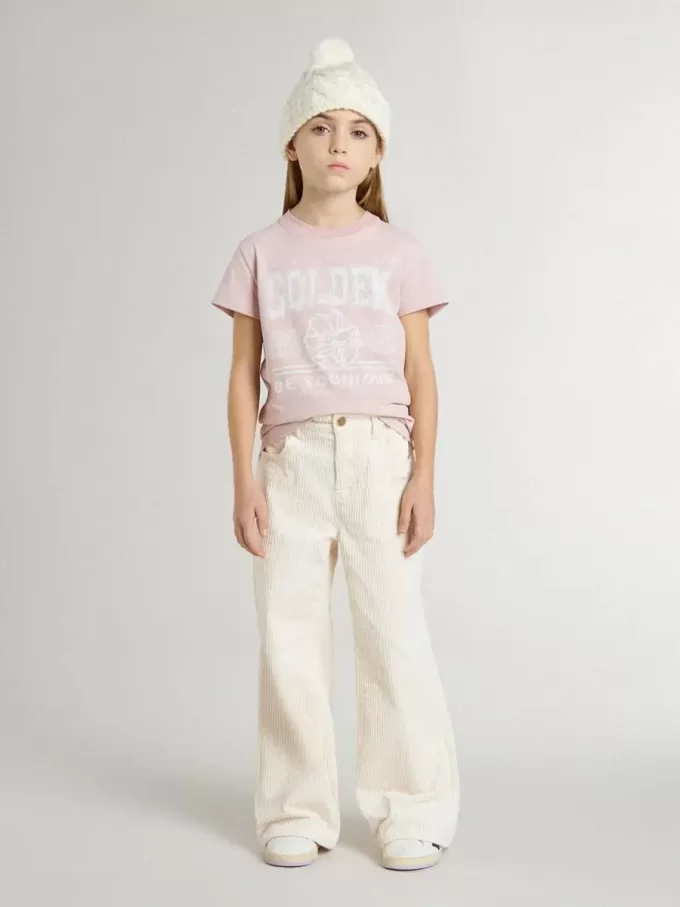 Tricou roz pentru fete cu imprimeu alb Tricou roz pentru fete cu imprimeu alb