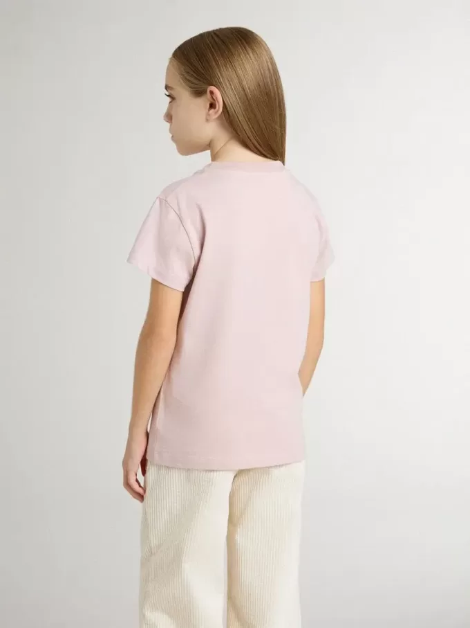 Tricou roz pentru fete cu imprimeu alb Tricou roz pentru fete cu imprimeu alb