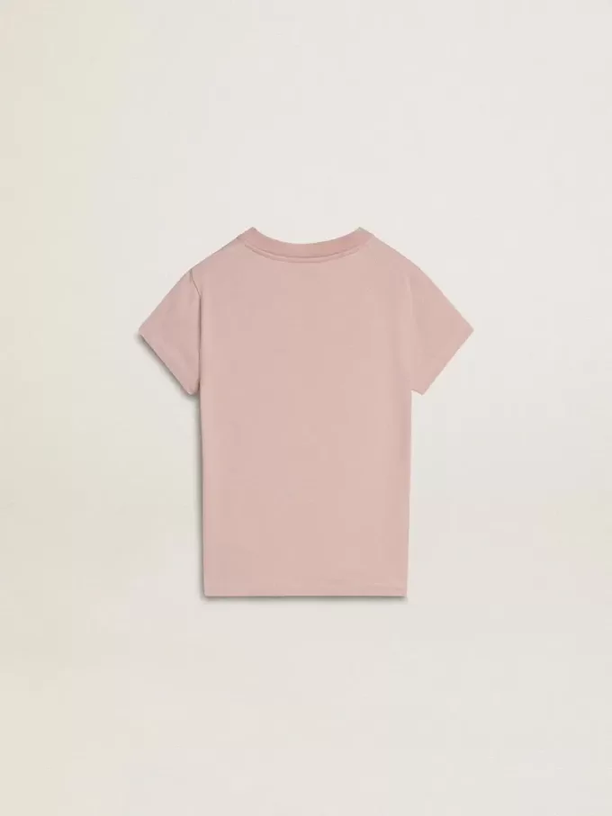Tricou roz pentru fete cu imprimeu alb Tricou roz pentru fete cu imprimeu alb