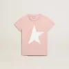 Tricou roz pentru fete, cu logo alb și stea maxi