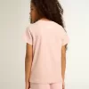 Tricou roz pentru fete, cu logo alb și stea maxi