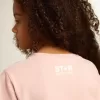 Tricou roz pentru fete, cu logo alb și stea maxi
