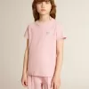 Tricou roz pentru fete, cu logo argintiu strălucitor și stea maxi Tricou roz pentru fete, cu logo argintiu strălucitor și stea maxi