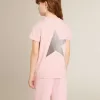 Tricou roz pentru fete, cu logo argintiu strălucitor și stea maxi Tricou roz pentru fete, cu logo argintiu strălucitor și stea maxi
