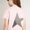 Tricou roz pentru fete, cu logo argintiu strălucitor și stea maxi Tricou roz pentru fete, cu logo argintiu strălucitor și stea maxi