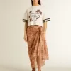 Tricou scurt oversized pentru femei, din jersey alb, cu broderie și imprimeu „Venezia Mediterraneo” Tricou scurt oversized pentru femei, din jersey alb, cu broderie și imprimeu „Venezia Mediterraneo”
