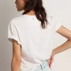 Tricou slim fit pentru femei, în alb, cu aspect uzat Tricou slim fit pentru femei, în alb, cu aspect uzat