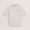 Tricou unisex alb cu imprimeu mediteranean și patch Pescheria Golden pe mânecă Tricou unisex alb cu imprimeu mediteranean și patch Pescheria Golden pe mânecă