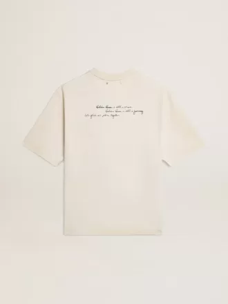 Tricou unisex alb uzat, cu inscripție imprimată