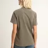 Tricou verde măslin, croi normal, cu inscripție aurie pe față