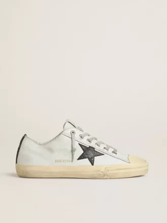 V-Star din piele cu stea și călcâi din piele neagră cu imprimeu crocodil V-Star din piele cu stea și călcâi din piele neagră cu imprimeu crocodil
