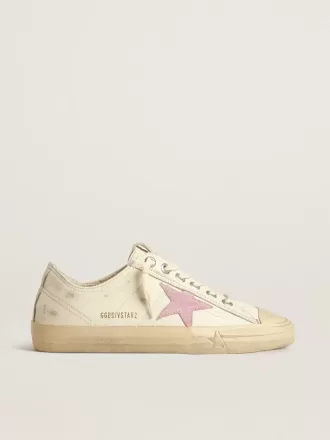 V-Star din piele nappa bej cu stea din piele de căprioară roz vechi V-Star din piele nappa bej cu stea din piele de căprioară roz vechi