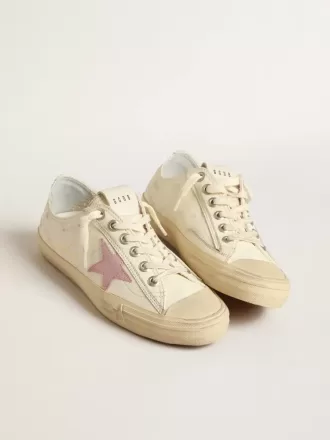 V-Star din piele nappa bej cu stea din piele de căprioară roz vechi V-Star din piele nappa bej cu stea din piele de căprioară roz vechi