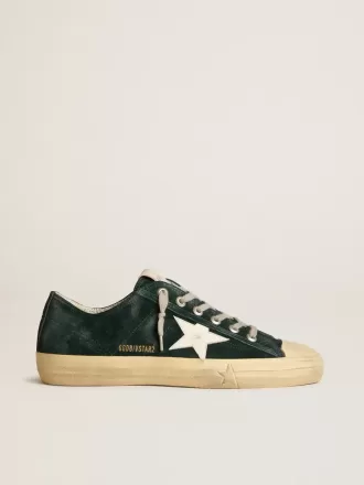 V-Star pentru bărbați din piele de căprioară verde pădure cu stea din piele albă V-Star pentru bărbați din piele de căprioară verde pădure cu stea din piele albă