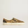 VCE Penstar pentru femei, din piele de ponei cu imprimeu leopard și călcâi din piele neagră VCE Penstar pentru femei, din piele de ponei cu imprimeu leopard și călcâi din piele neagră