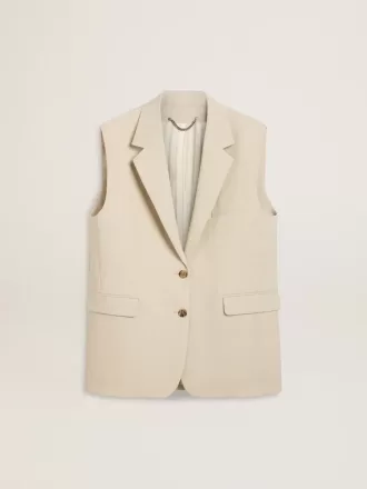 Vestă din amestec de lână kaki pentru femei Vestă din amestec de lână kaki pentru femei