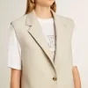 Vestă din amestec de lână kaki pentru femei Vestă din amestec de lână kaki pentru femei