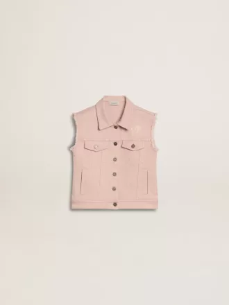 Vestă din denim roz pentru fete Vestă din denim roz pentru fete