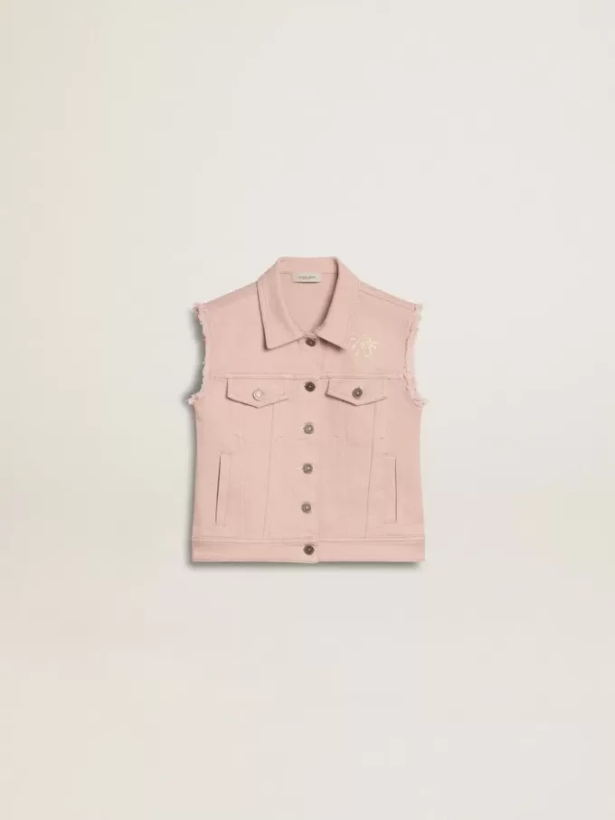Vestă din denim roz pentru fete
