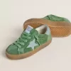 Young Super-Star din piele de căprioară verde cu stea albastră și bandă pe călcâi